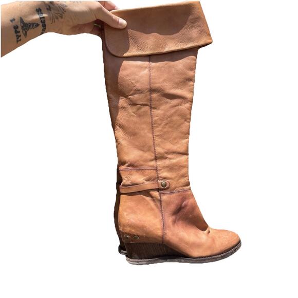Yuko Imanishi Brown Leather Boots With Wedge heel, Women’s Size 38 - Picture 1 of 7